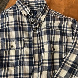 Faded Glory Navy Plaid Flannel— Large